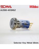 AJ316-4X1N12 Selector Key Metal 16mm. 2P Monentary Mibbo SCMA