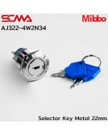 AJ322-4W2N34 Selector Key Metal 22mm. 3P Maintained Mibbo