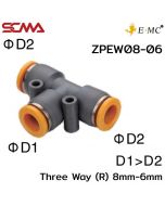 ZPEW08-06 \ Plastic Fitting \ Three Way Reducer / 8mm-6mm \ E.MC