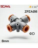 ZPZA08 \ Plastic Fitting \ Four Way / 8mm \ E.MC