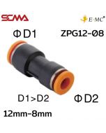 ZPG12-08 \ Plastic Fitting \ Reducer / 12mm-8mm \ E.MC