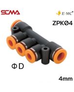 ZPK04 \ Plastic Fitting \ Five Way / 4mm \ E.MC