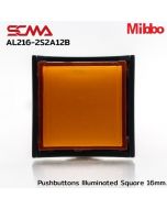AL216-2S2A12B 12VDC 橙色带灯方形 16mm 保持型按钮 Mibbo