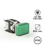 D090DXY Pilot Lights Rectangle 16mm. 24VDC LED GREEN