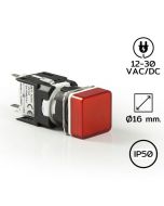 D060KXK Pilot Lights Square 16mm. 24VDC LED RED
