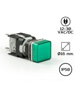 D090KXY 点火灯 方形 16毫米。 24VDC 绿色LED