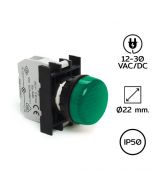 B090XY Pilot Light (หลอดไฟตู้คอนโทรล) Ø22 mm 12-30VAC/DC GREEN LED