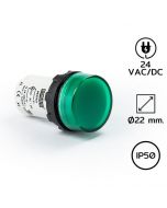 MBSD024Y Pilot Light (หลอดไฟตู้คอนโทรล) Ø22 mm 24VAC/DC GREEN LED 