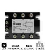 SG3-DA075-A2-2L Three phases Input 12-32VDC Output 48-480VAC 75A