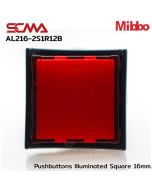 AL216-2S1R12B 12VDC Red Pushbuttons llluminated Square 16mm. Monentary Mibbo