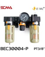 BEC30004-P \ Air Preparation Unit \ Filter Regulator+Lubricator / PT3/8” \ E.MC