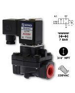 PD20(3/4")-N-4-AC220V / แบบ Diaphragm 2/2 way NC,PA Nylon plastic body
