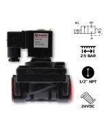 电磁阀 型号：PK15(1/2")-N-5 DC24V / 类型K 膜片 2/2路常闭，PA尼龙塑料外壳