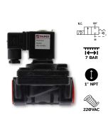 电磁阀 型号：PK25(1")-N-4-AC220V / 类型 K 2/2 路 NC，PA 尼龙塑料阀体，用于水