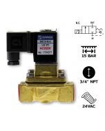 โซลินอยด์วาล์ว Model : WK20L(3/4")-N-4-AC24V / แบบ Diaphragm 2/2 way NC,NBR Seal,For Vaccum, Water,