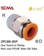 ZPC06-01P \ Plastic Fitting \ Straight / 6mm OD / PT1/8” \ E.MC SCMA