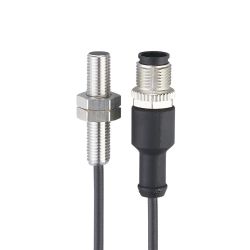 IE5324 \ Inductive sensor \ Range 2 mm \ PNP NO \ M8 \ Cable PUR 0.8 m+Connector M12