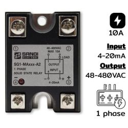 SG1-MA10-A2 Single phases Input 4-20mA Output 48-480VAC กระแส 10A Phase Cont