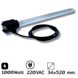 *รับสั่งทำเท่านั้น ฮีตเตอร์อุ่น-ต้มน้ำยาเคมี (BOBBIN HEATER) แบบ ควอทซ์ รุ่น SQ-5102 34 x 520 mm. 1000W 220 VAC SANGI
