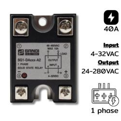 SG1-DA040-A1 Single phases Input 4-32VDC Output 24-280VAC กระแส 40A
