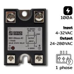 SG1-DA100-A1 Single phases Input 4-32VDC Output 24-280VAC กระแส 100A