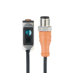 O6E404 \ Through-beam receiver \ Range 10 m \ PNP light-on/dark-on mode \ Rectangular \ Cable PUR 0.3 m Connector M12