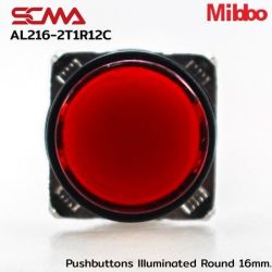 AL216-2T1R12C 24VDC Red Pushbuttons llluminated Round 16mm. Monentary Mibbo
