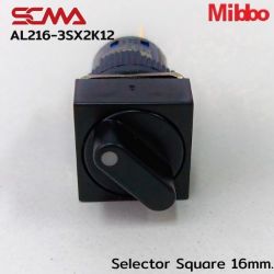 AL216-3SX2K12 Selector Square 16mm. 2Gear Maintained Mibbo