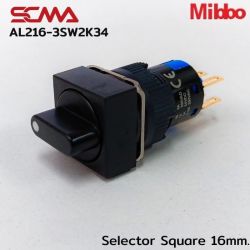 AL216-3SW2K34 Selector Square 16mm. 3Gear Maintained Mibbo
