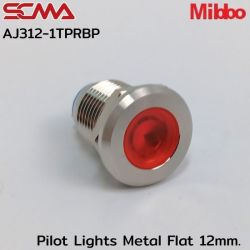 AJ312-1TPRBP Pilot Lights Metal Flat 12mm. 12VDC Red Mibbo