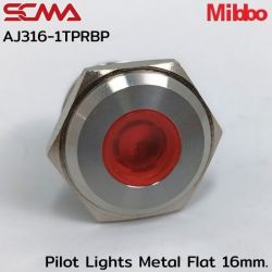 AJ316-1TPRBP Pilot Lights Metal Flat 16mm. 12VDC Red Mibbo