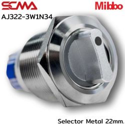 AJ322-3W1N34 Selector Metal 22mm. 3P Monentary Mibbo