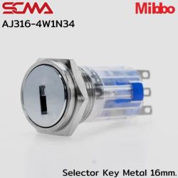 AJ316-4W1N34 Selector Key Metal 16mm. 3P Monentary Mibbo