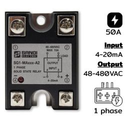 SG1-MA50-A2 Single phases Input 4-20mA Output 48-480VAC กระแส 50A Phase Cont