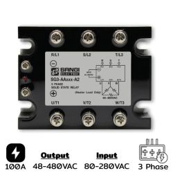 SG3-AA100-A2(W) Three phases Input 80-280VAC Output 48-480VAC กระแส 100A Zer
