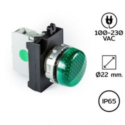 CM0Y0XY Pilot Light (หลอดไฟตู้คอนโทรล) Ø22 mm 100-230VAC GREEN LED