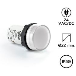 MBSD024B Pilot Light (หลอดไฟตู้คอนโทรล) Ø22 mm 24VAC/DC WHITE LED 