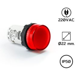 MBSD220K Pilot Light (หลอดไฟตู้คอนโทรล) Ø22 mm 220VAC RED LED