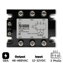 SG3-DA050-A2 Three phases Input 12-32VDC Output 48-480VAC กระแส 50A