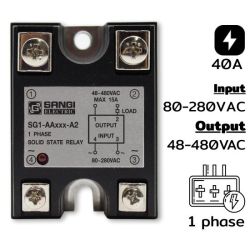 SG1-AA040-A2 Single phases Input 80-280VAC Output 48-480VAC กระแส 40A Zero C