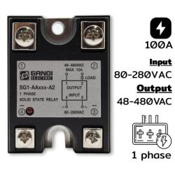 SG1-AA100-A2 Single phases Input 80-280VAC Output 48-480VAC กระแส 100A Zero