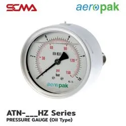 เกจ์วัดความดันมีน้ำมัน/เกลียวหลัง ATN-50HZ 0~10bar 1/4"PT SUS304