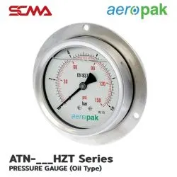 เกจ์วัดความดันมีน้ำมัน/เกลียวหลังมีปีก ATN-63HZT 0~250bar/0~3500psi 1/4G SUS304