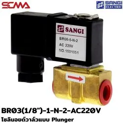 BR03(1/8")-1-N-2-AC220V / แบบ Plunger 2/2 way NC NBR Seal , for Water,Air,Liq
