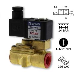 GD40(1-1/2")-N-3-AC220V / แบบ Diaphragm 2/2 way NC,NBR Seal