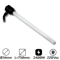 SQ-5242-S ฮีทเตอร์ต้มน้ำ/บ็อบบิ้นแบบควอทซ์ Dia 34x500 mm 2400w 220v 1 Phase