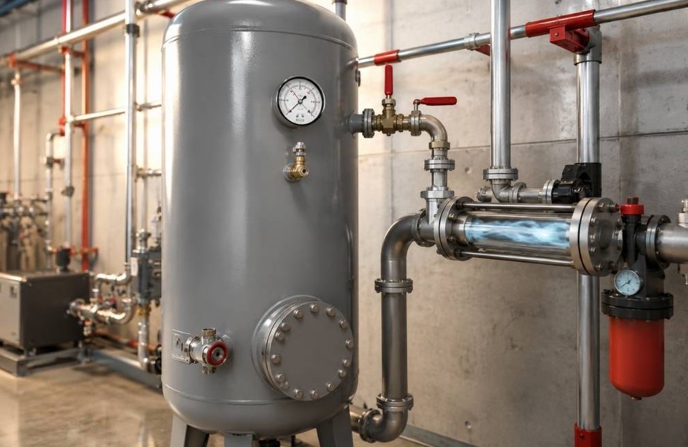 ระบบ Compressed Air พร้อมถังพักลมและอุปกรณ์ปรับปรุงคุณภาพลม