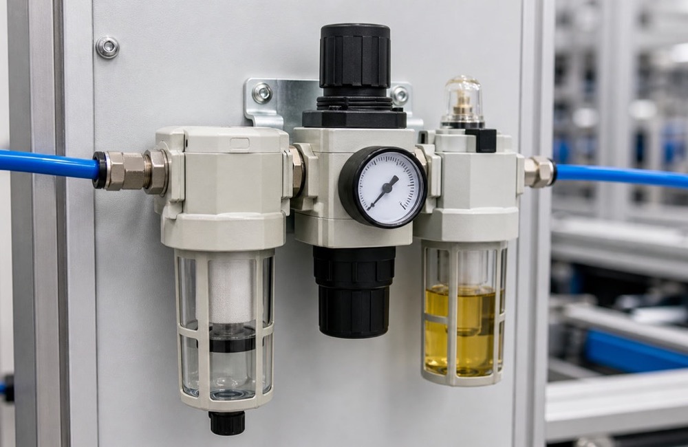 FRL Units ประกอบด้วย Filter Regulator และ Lubricator ในระบบลม