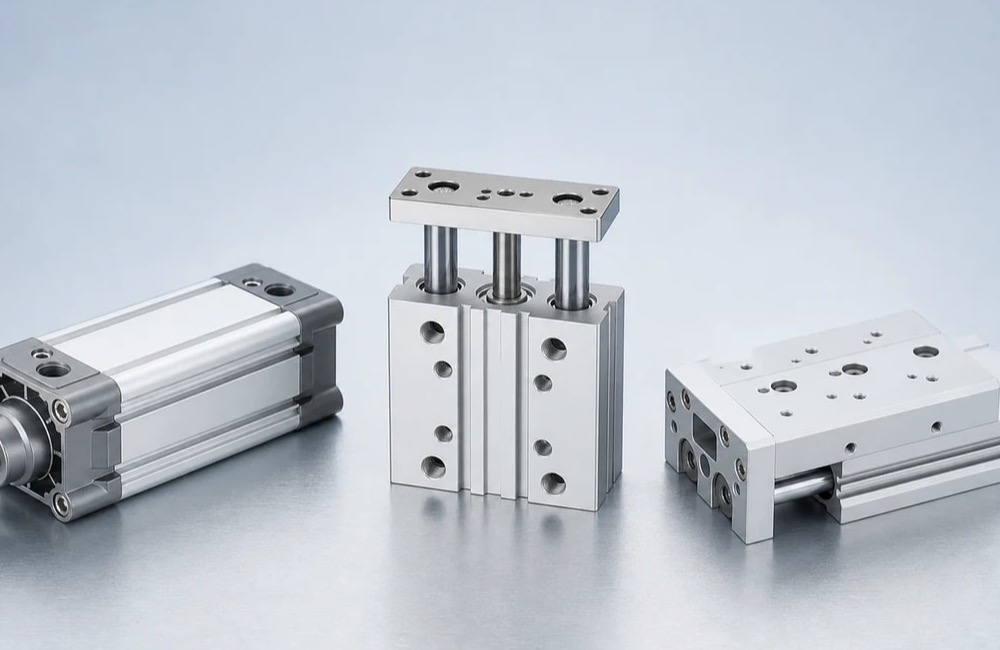 ประเภท Pneumatic Cylinders กระบอกลมมาตรฐาน Guided Cylinder และ Slide Cylinder