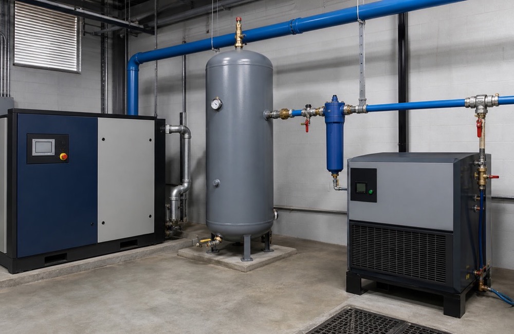 เครื่องอัดลม ถังเก็บลม และระบบเตรียมลมใน Pneumatic System